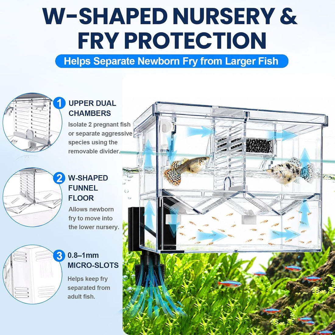 External Fish Breeder Box for Fish Tank with USB Pump Aquarium
