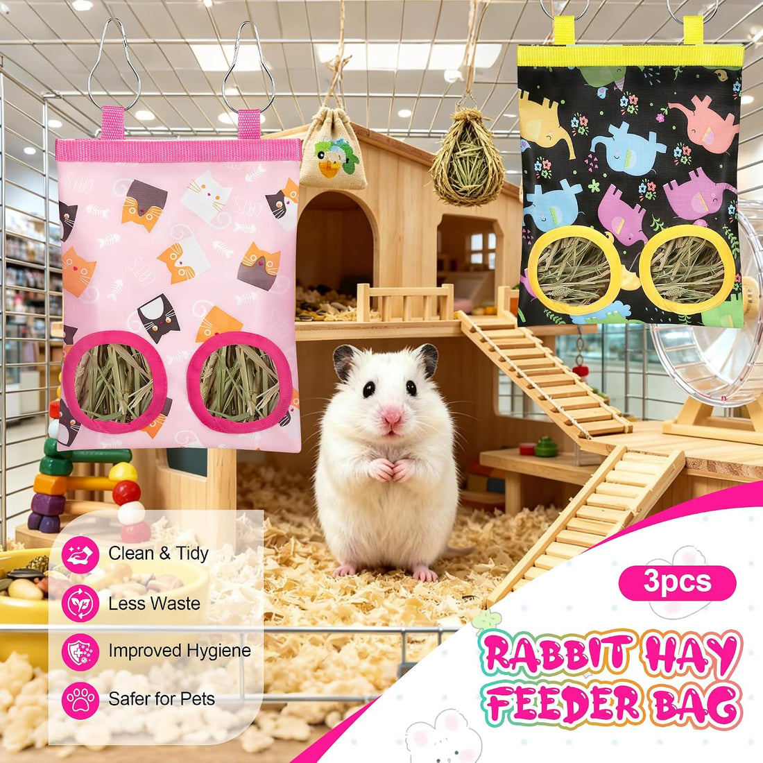 3 Pack Rabbit Hay Feeder Bag