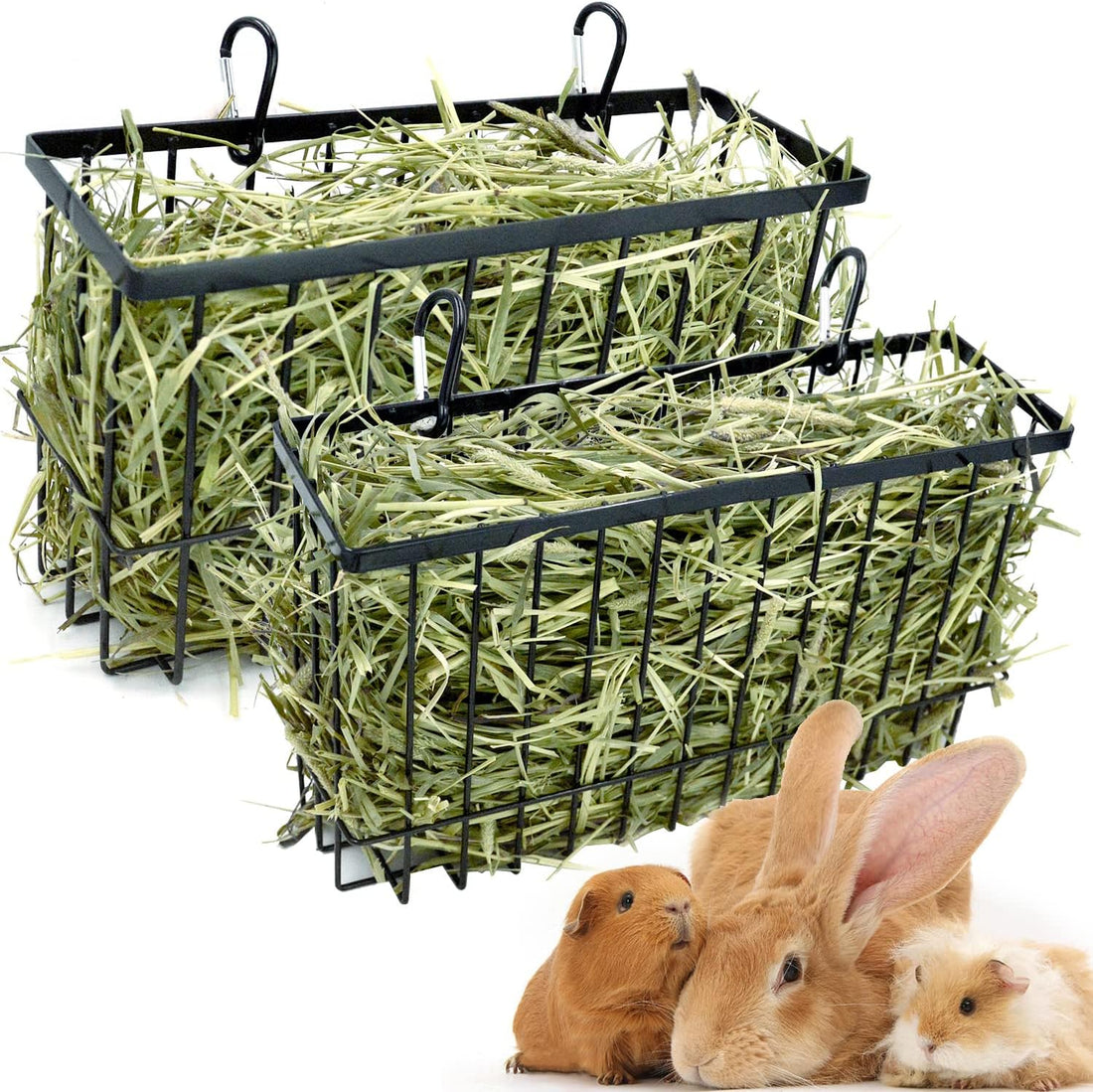 2PCS Rabbit Hay Feeder,Bunny Hay Feeder Rack with Metal Frame