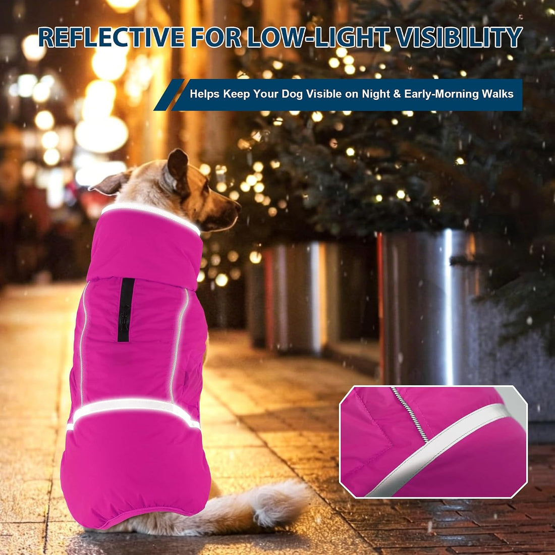 Dogcheer Warm Dog Coat, Waterproof Fleece-Lined Dog Jacket with Leash