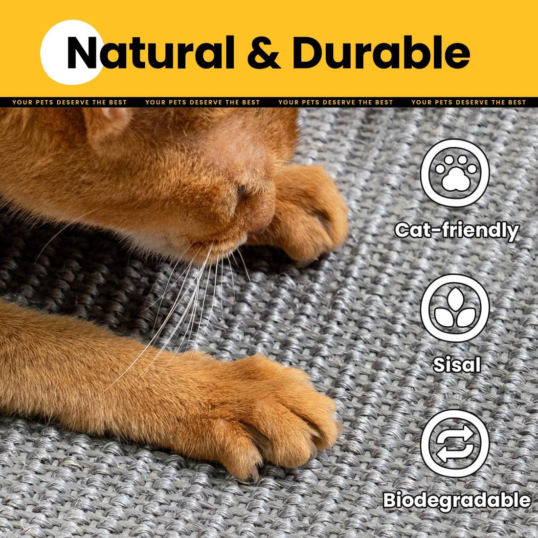 Conlun Cat Scratcher Mat,Natural Sisal Cat Scratch Pad,Horizontal