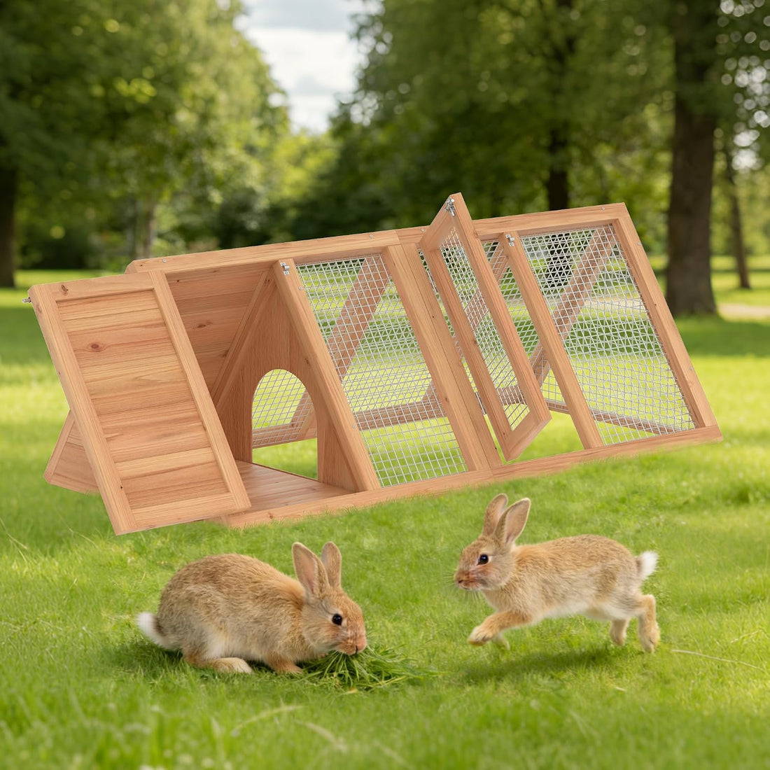 Small Chicken Coop, Wooden Rabbit Hutch Outdoor(Modern Grey)