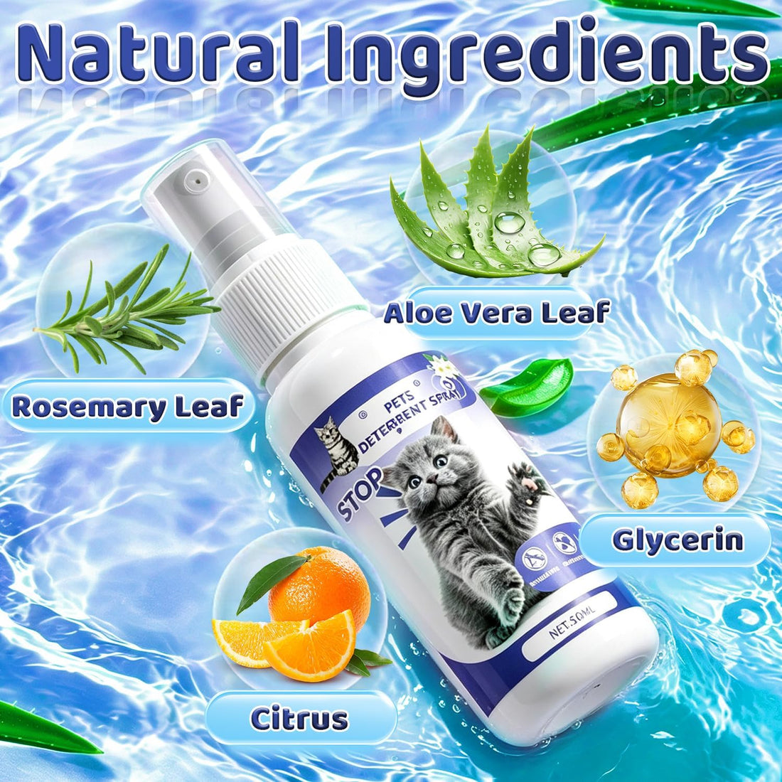 Cat Deterrent Spray, Natural Safe Cat Repellent Spray for Furniture