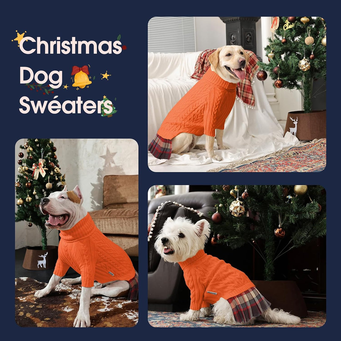 IECOii Dog Sweater Dress for Female Dogs, Knit Girl Dog Sweater Skirt