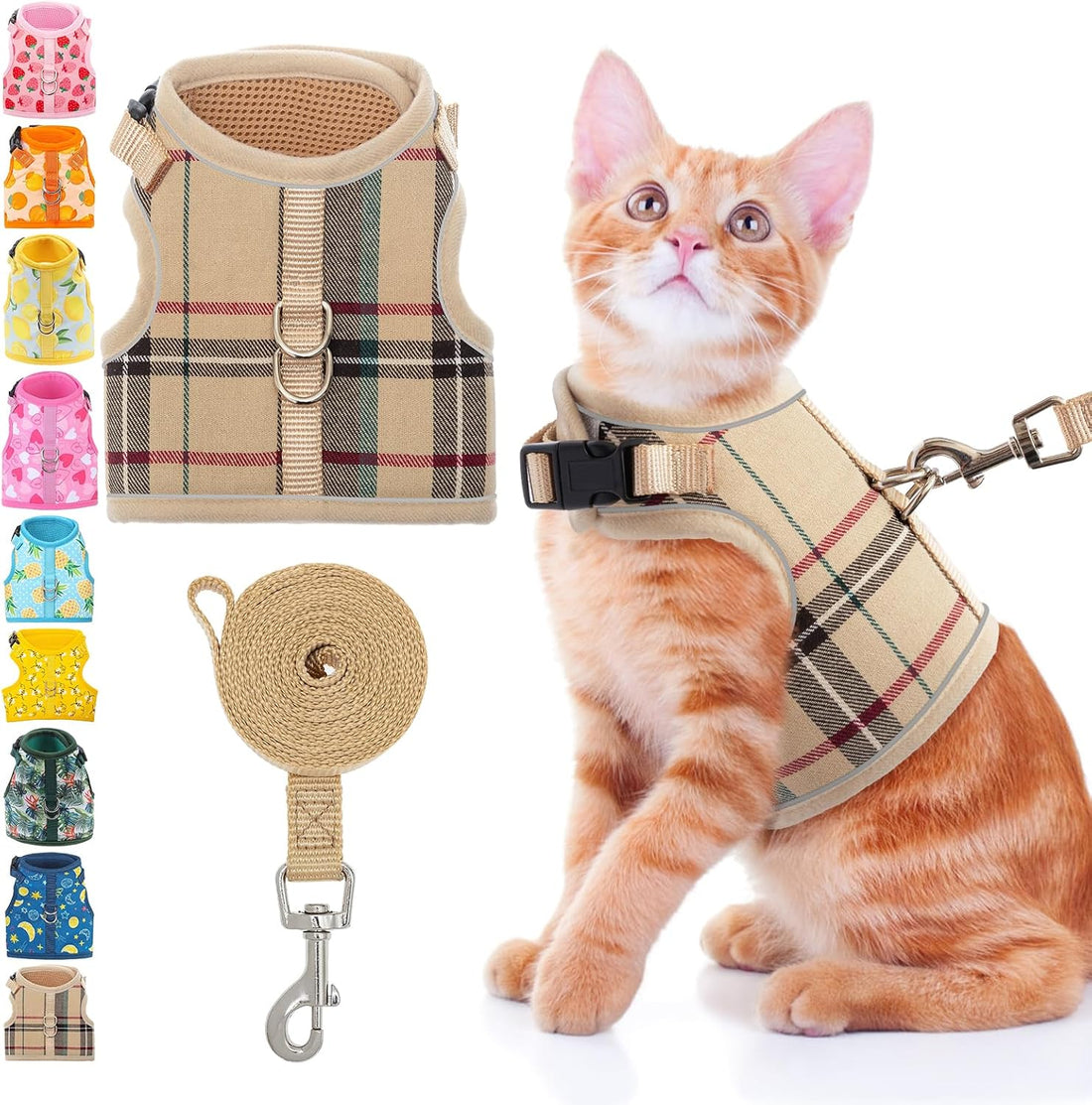 BINGPET Cat Harness and Leash Set, Escape Proof and Adjustable