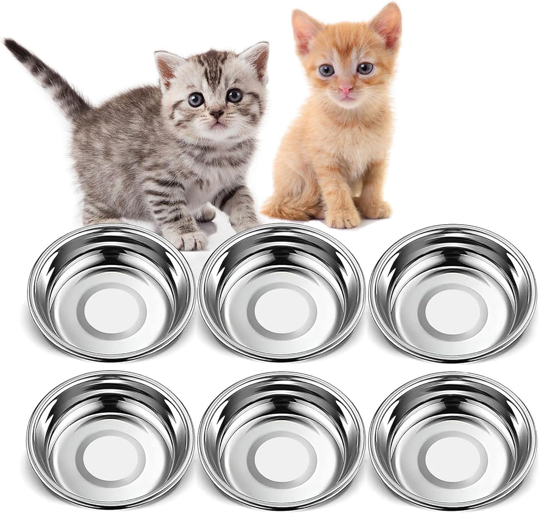 6 PCS Thickened Stainless Steel Cat Bowls