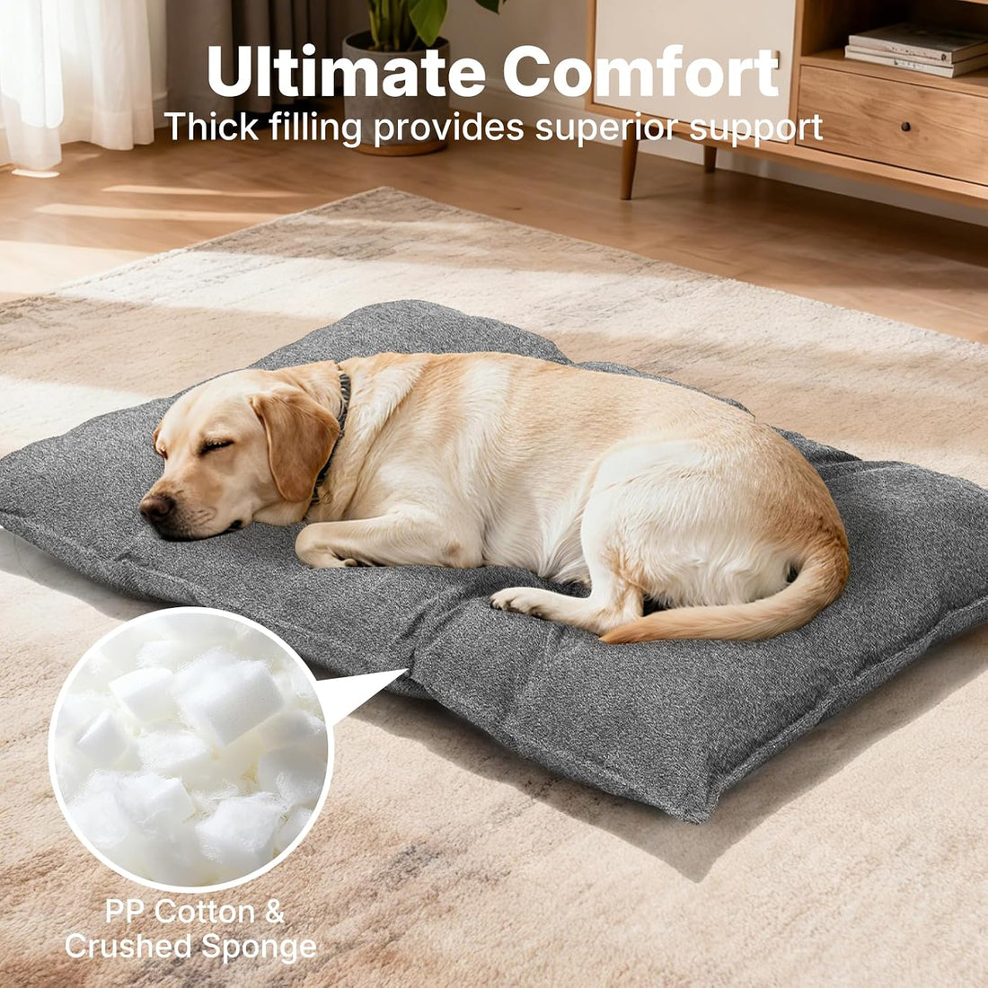 Veehoo Indestructible Dog Bed for Crate, Chew Proof Dog Pad, 35"x22"