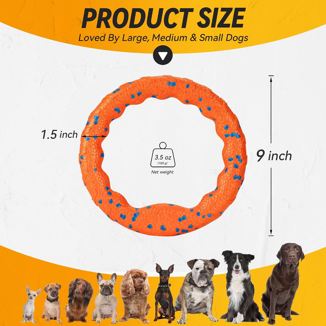 FUSOTO Dog Ring Toy, Indestructible Flying Discs for Throwing Catching