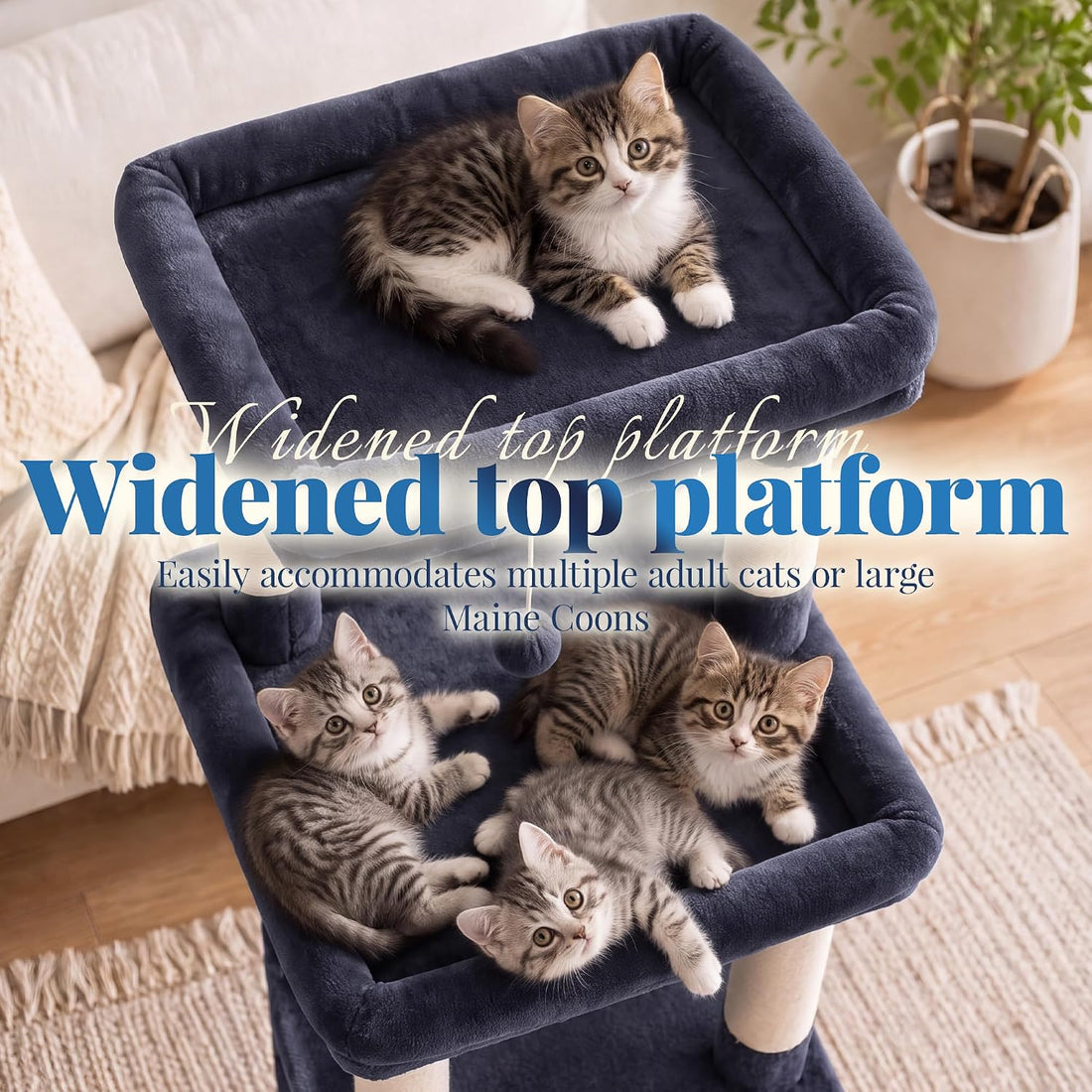 Hey-brother Cat Tree Tower with Extra Large Platform, Big Condo