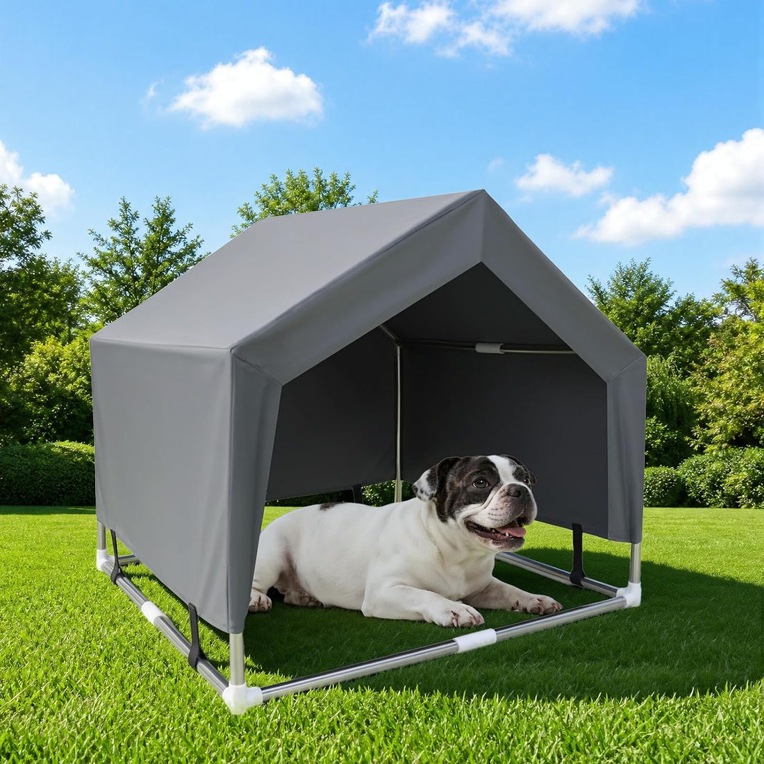 Outdoor Dog House Tent, Stainless Steel Frame Dog Shade Shelter