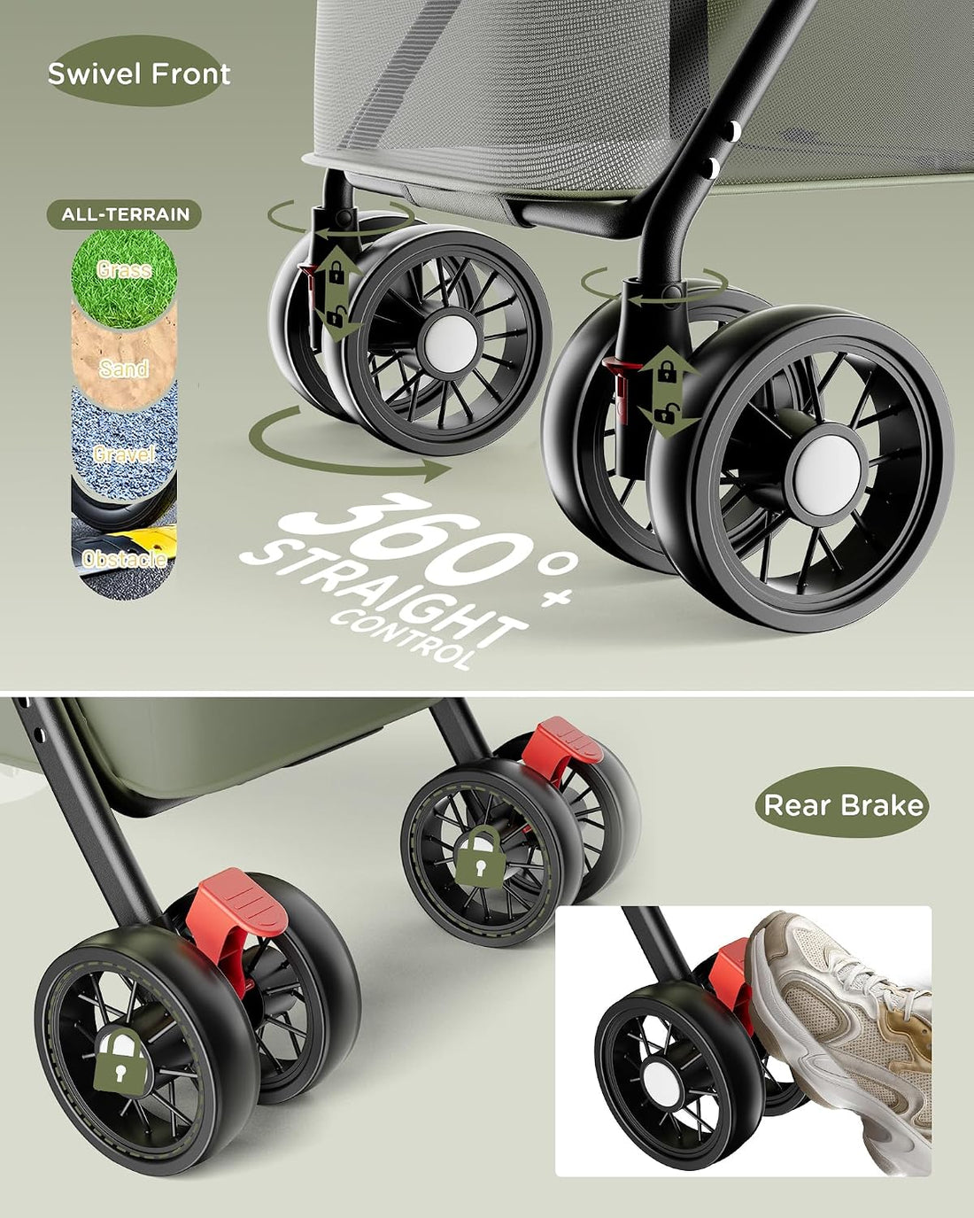 GTPLAYER Foldable Pet Stroller for Small Dogs and Cats