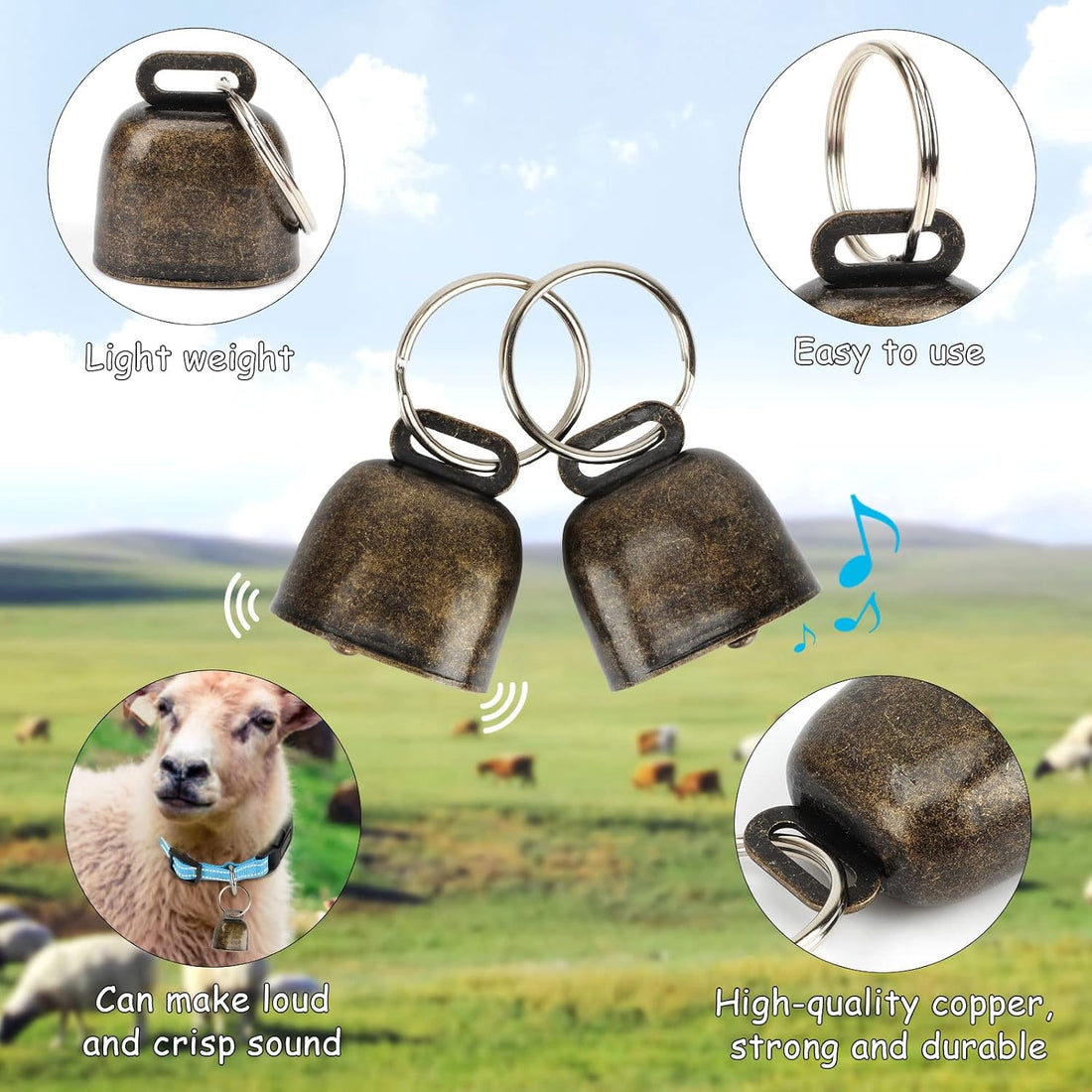 5 Pack Reflective Goat Collars with Bells,Anti-Lost Pet Collar