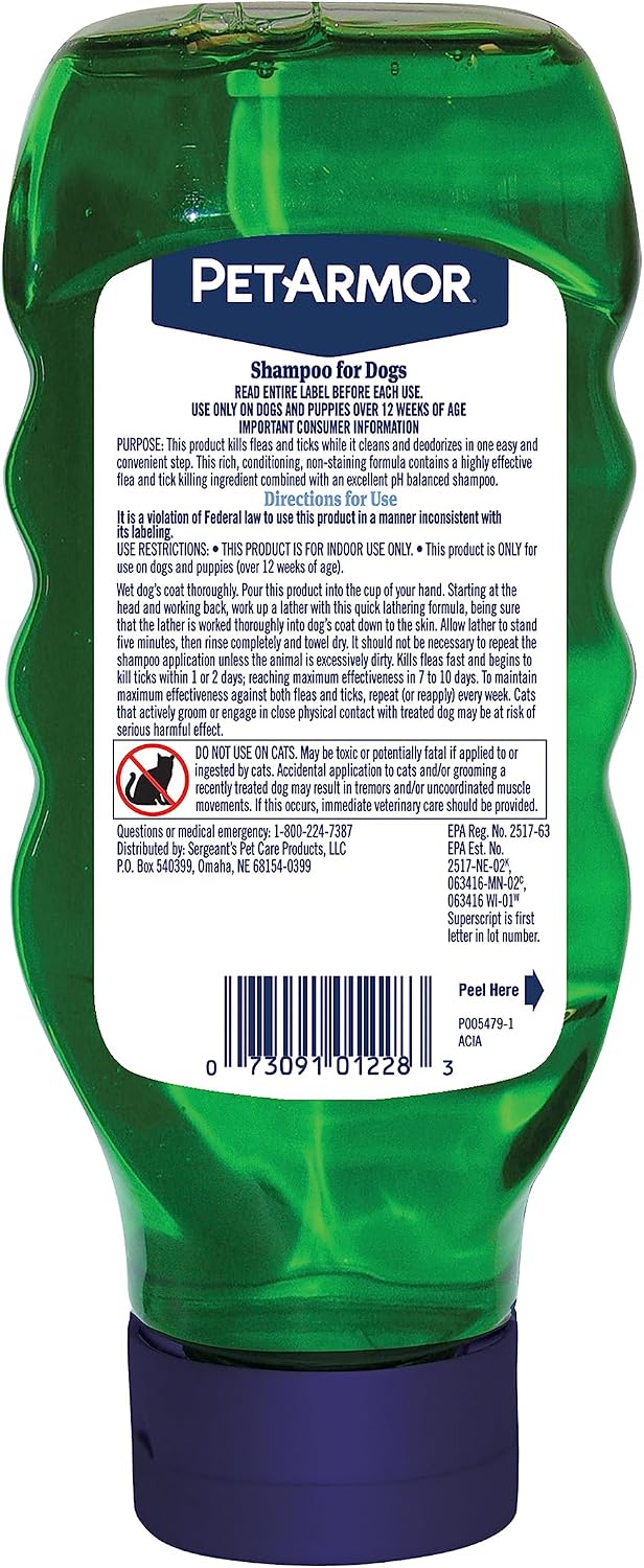 PetArmor Flea & Tick Shampoo Dogs Original, Kills Eggs 30 Days, 18oz