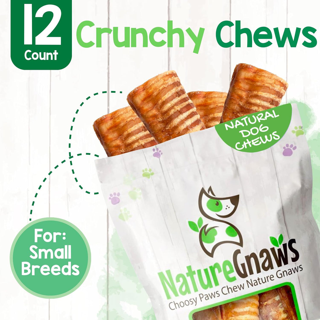 Nature Gnaws Beef Trachea Chews 3", 12 Count
