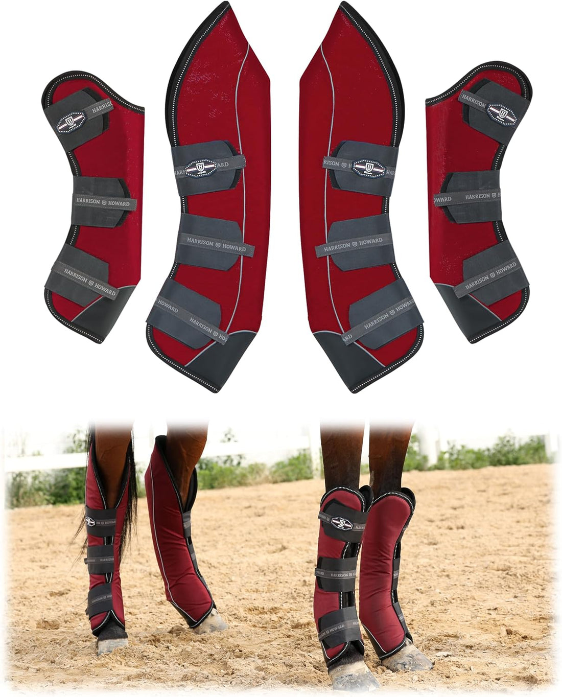 Harrison Howard Premium Shipping Boots for Horses Set of 4 Travel