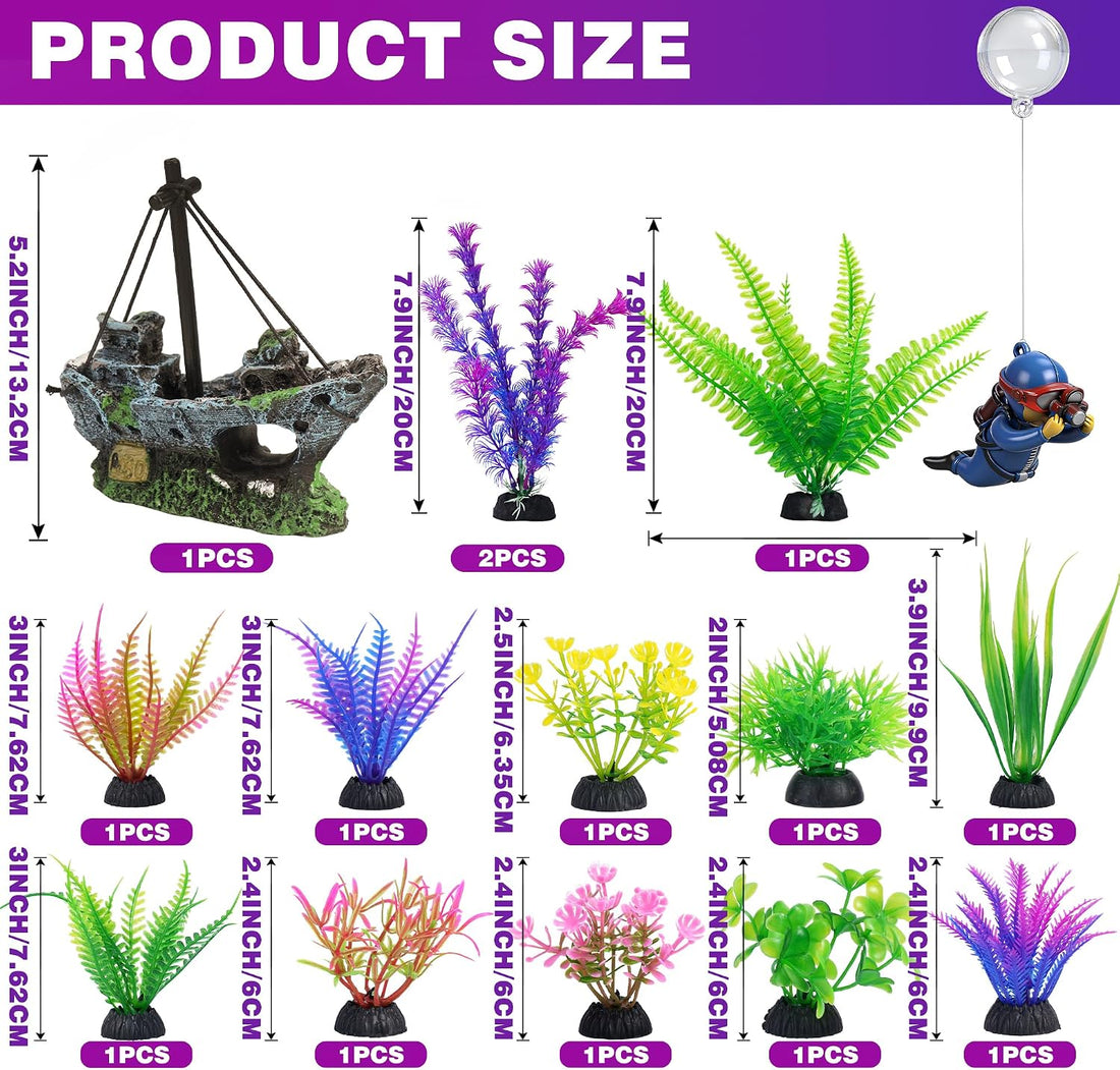 Ameliade Fish Tank Decorations & Aquarium Plastic Plants Accessories