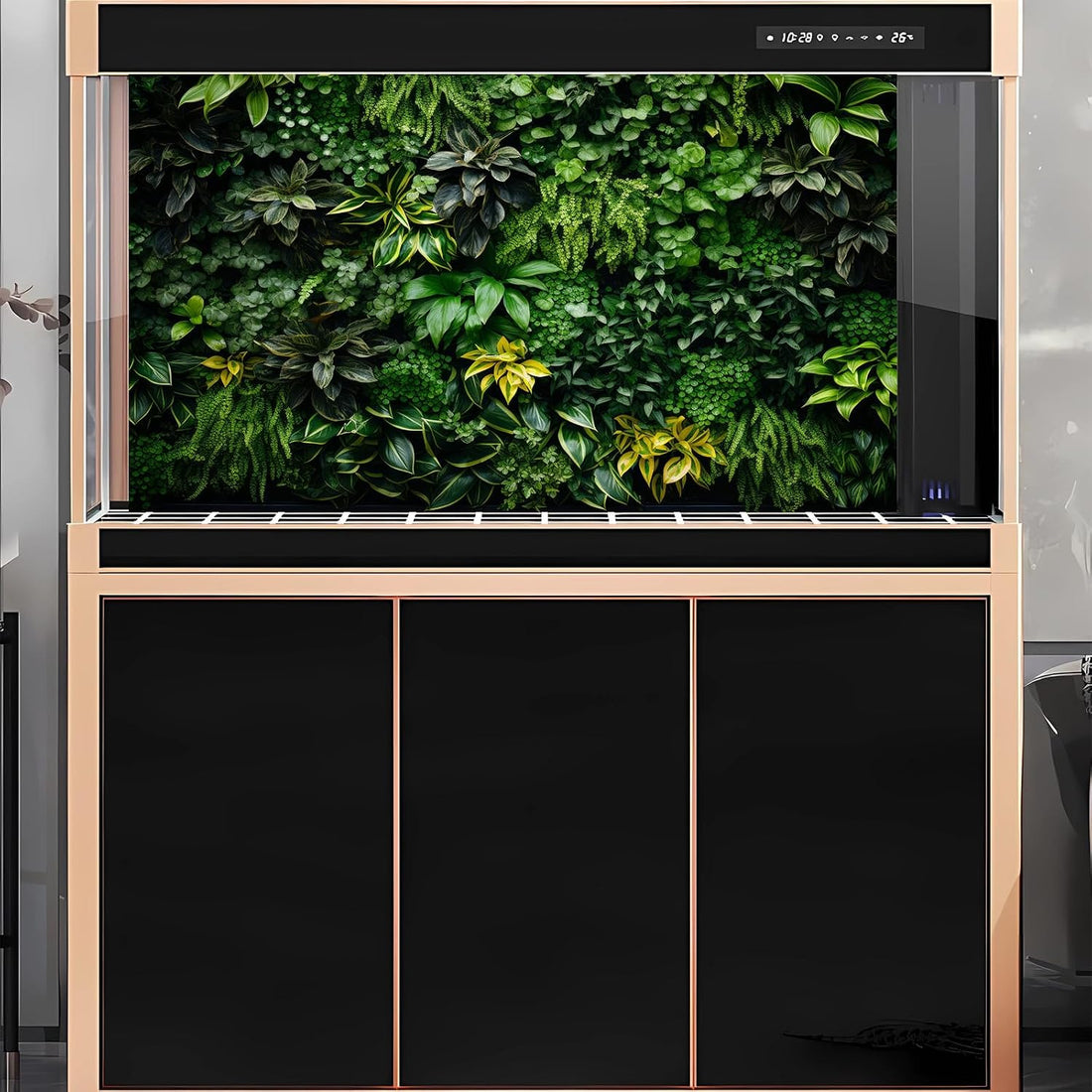 2 Packs Rock Wall Reptile Tank Background Lush Green Tropical Leaves