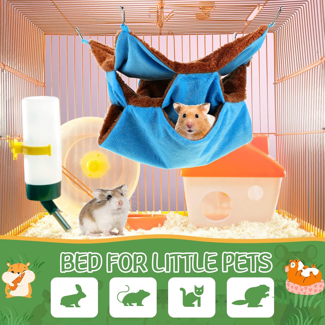 Jerify 6 Pcs 3 Layers Hammock Set for Rat, Small Animals