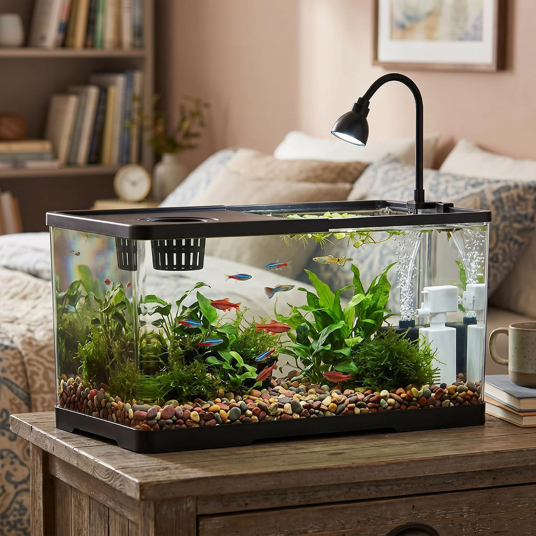 2 Gallon Hydroponic Fish Tank, Small Desktop Aquarium Kit