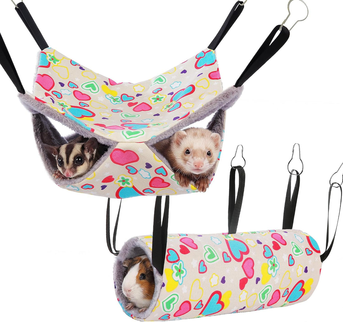 petonfun 2 Pack Ferret Rat Hammock Tunnel for Cage Accessories Toy