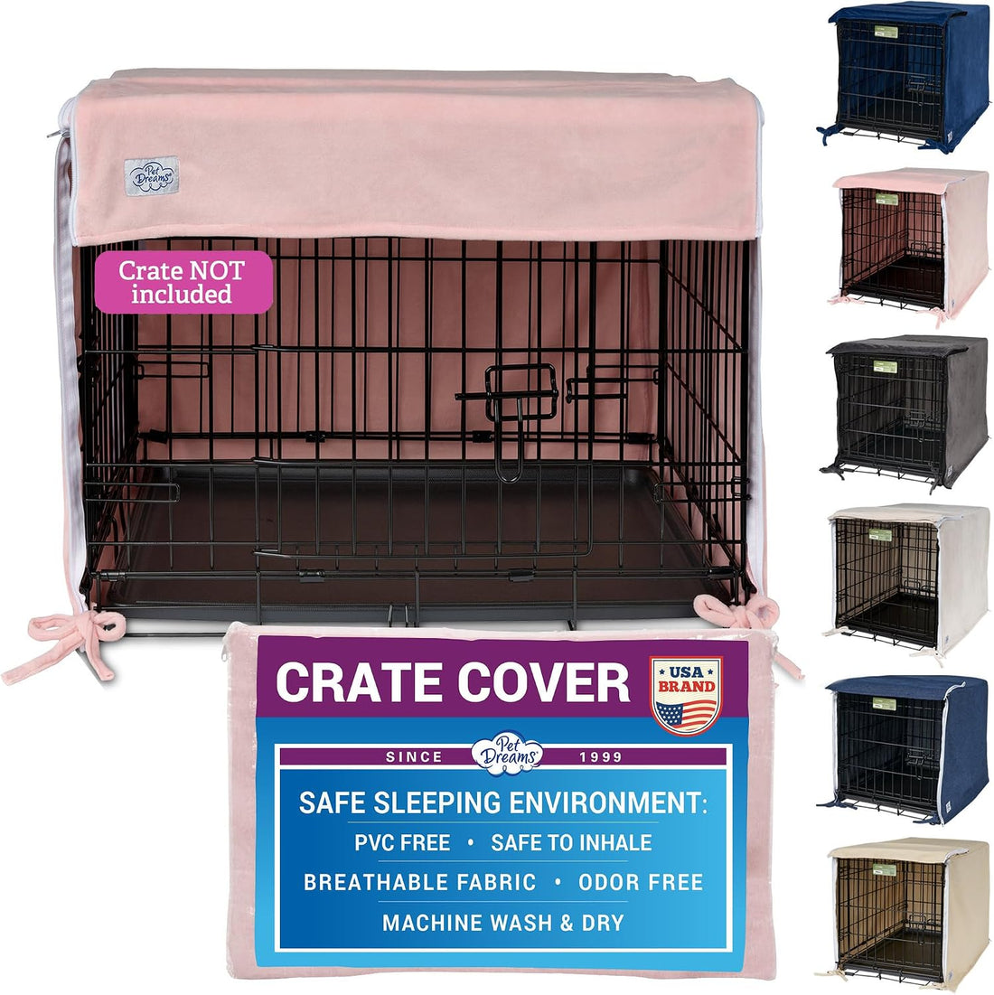 Pet Dreams Dog Crate Cover, Pink, X Small, 18"