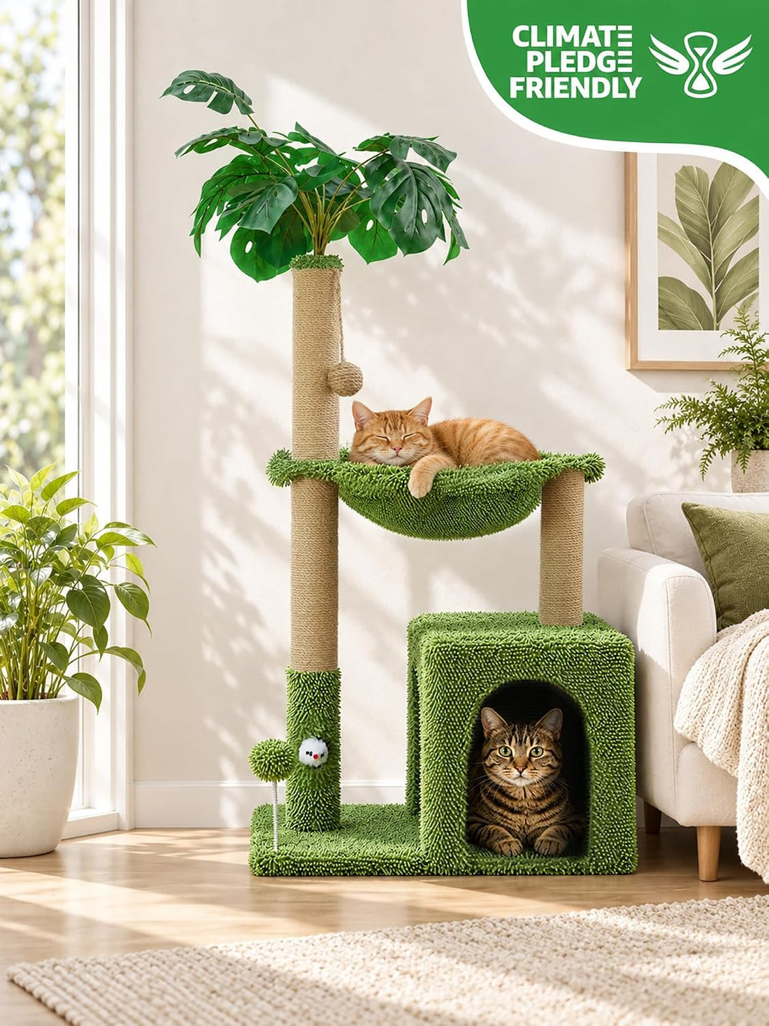 Woochpet 38'' Cat Tree Condo with Hammock Cat Tower with Scratching