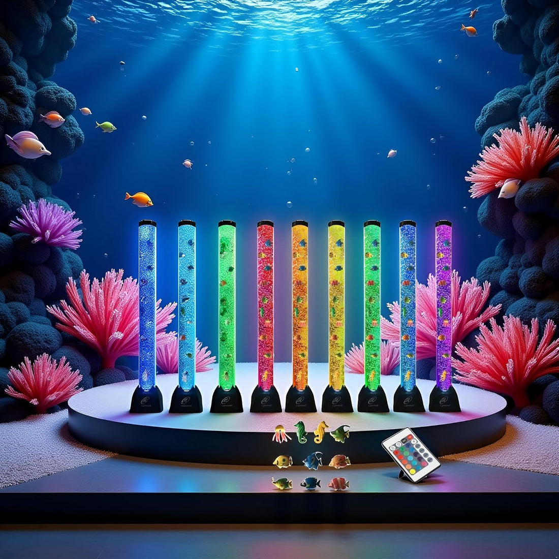 Lightahead Extra Large 4FT LED Sensory Bubble Fake Fish Tube Aquarium