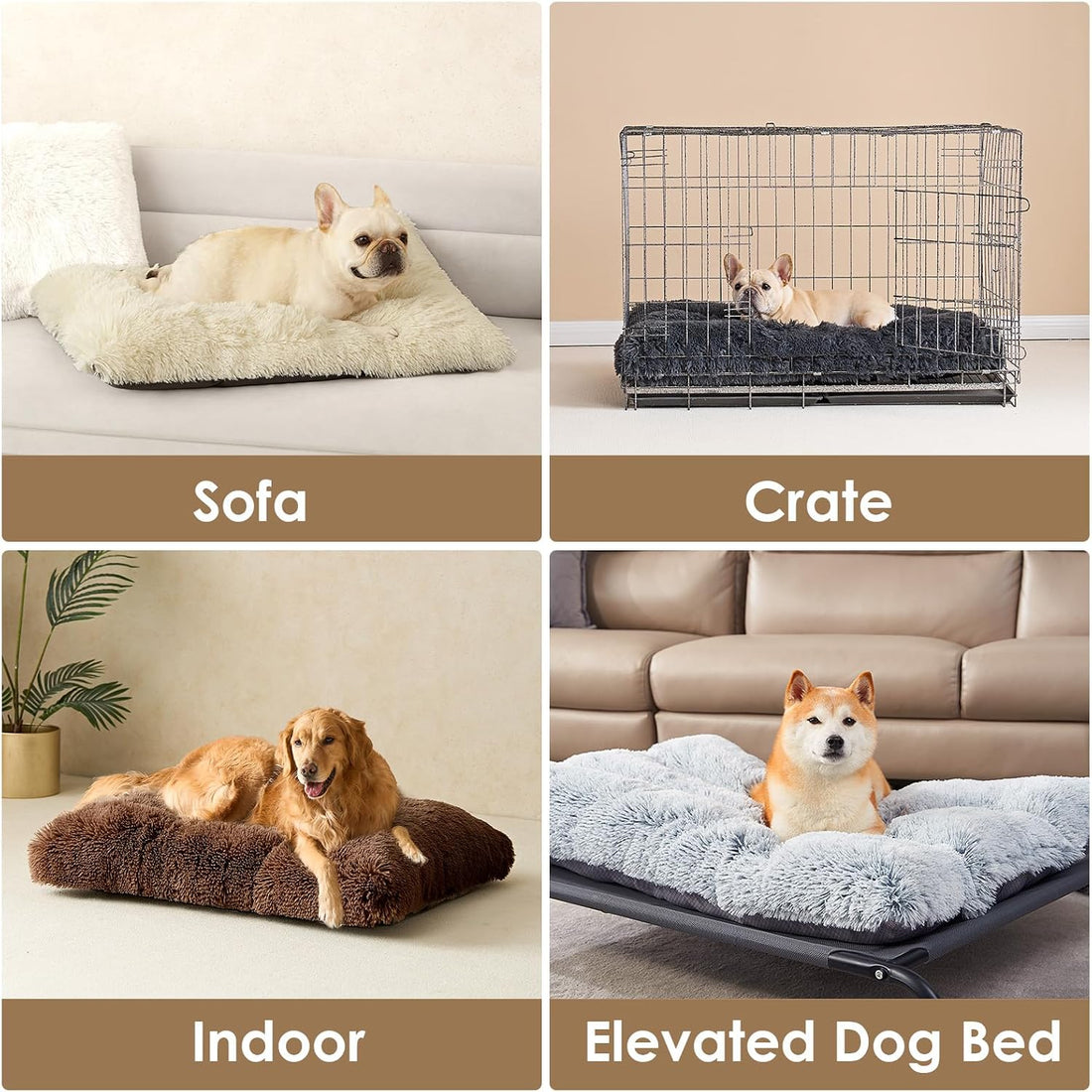 EHEYCIGA Fluffy Dog Crate Bed, Plush Extra Large Dog Pillow