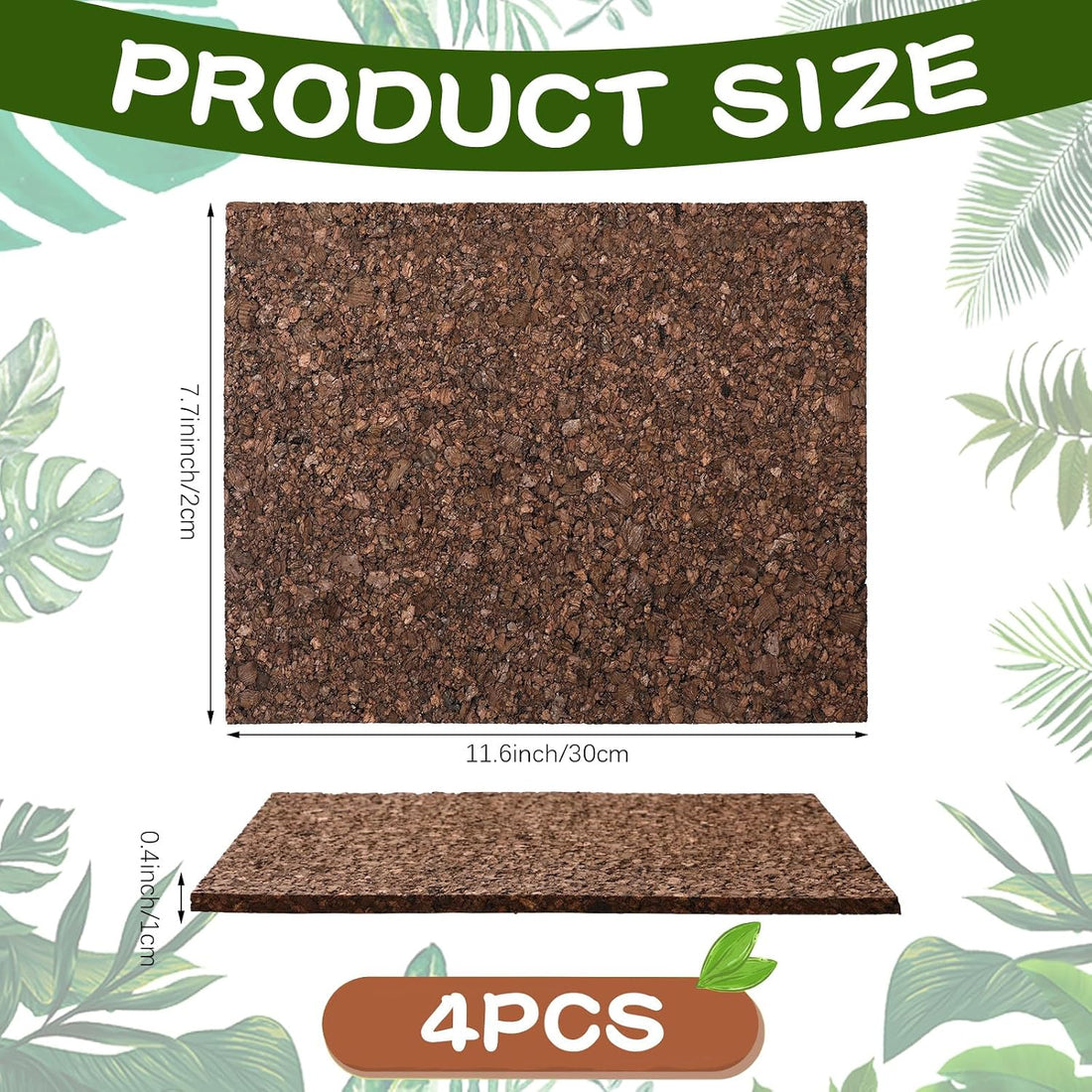 4 Pack Cork Terrarium Background, Natural Bark Climb Mat