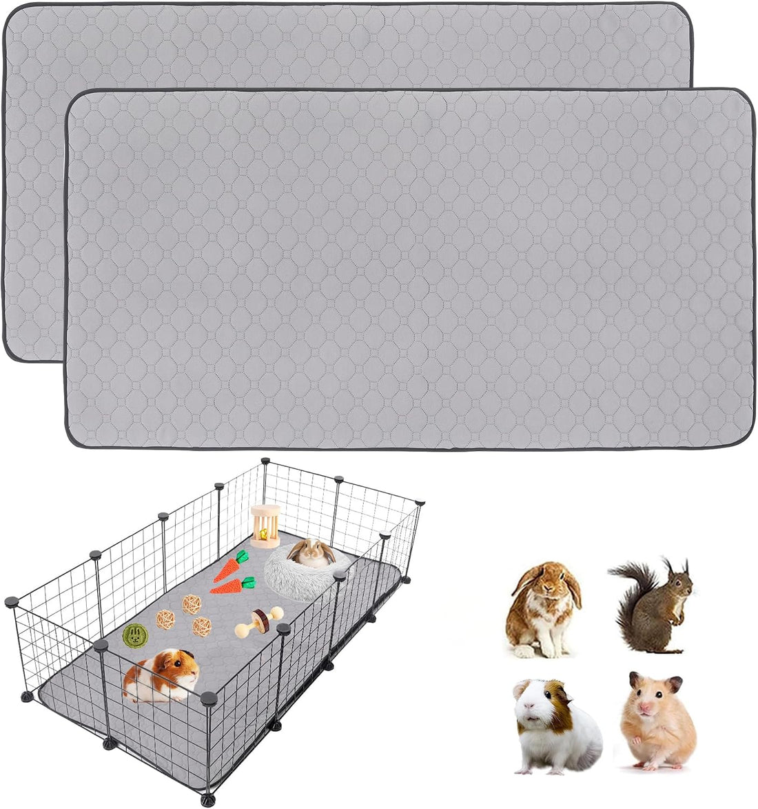 2Pack Guinea Pig Cage Liners, 24''X48'' Washable Guinea Pig Pee Pads