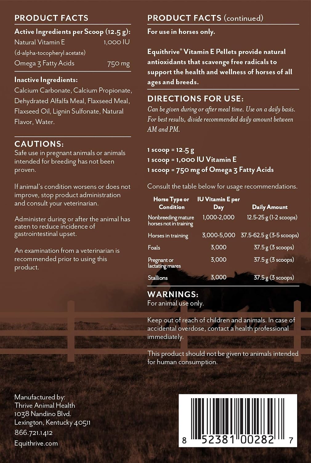 Equithrive Natural Vitamin E Pellets Horse Supplement