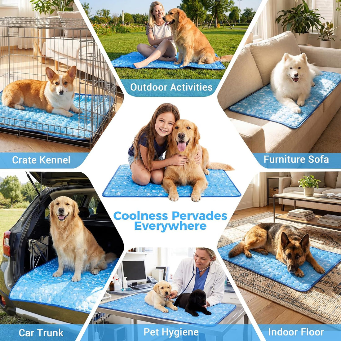 Dog Cooling Mat, Large Cooling Pad for Dogs Cats