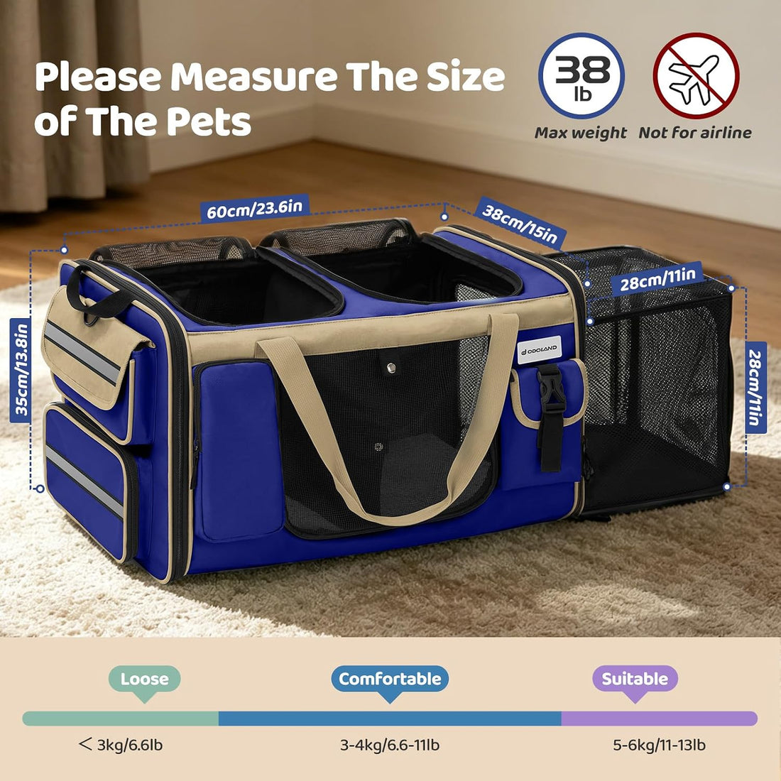 Expandable Extra Large Cat Carrier for 2 Cats with Litter Box
