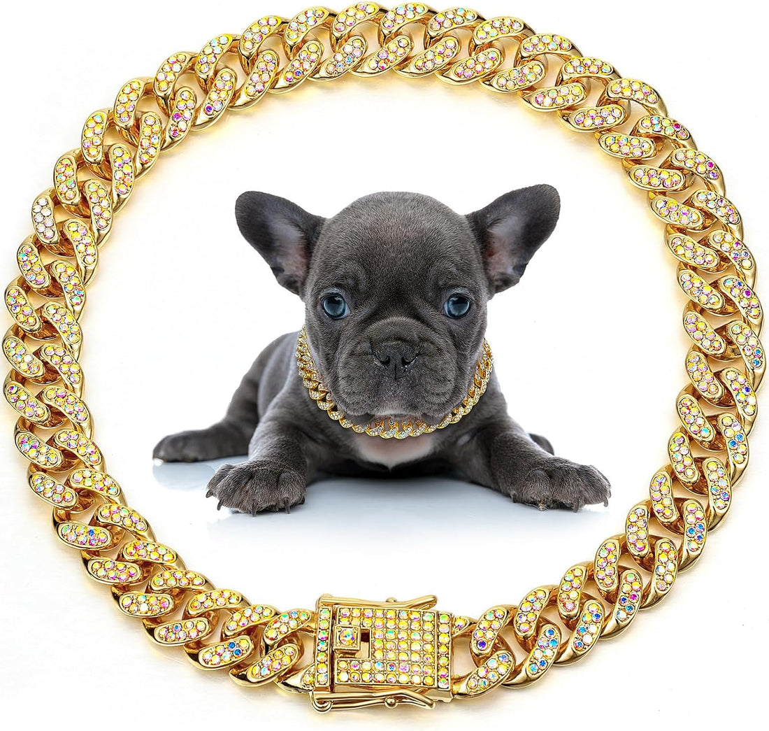 LEIFIDE Cuban Link Dog Collar Chain 12mm,8 Inch