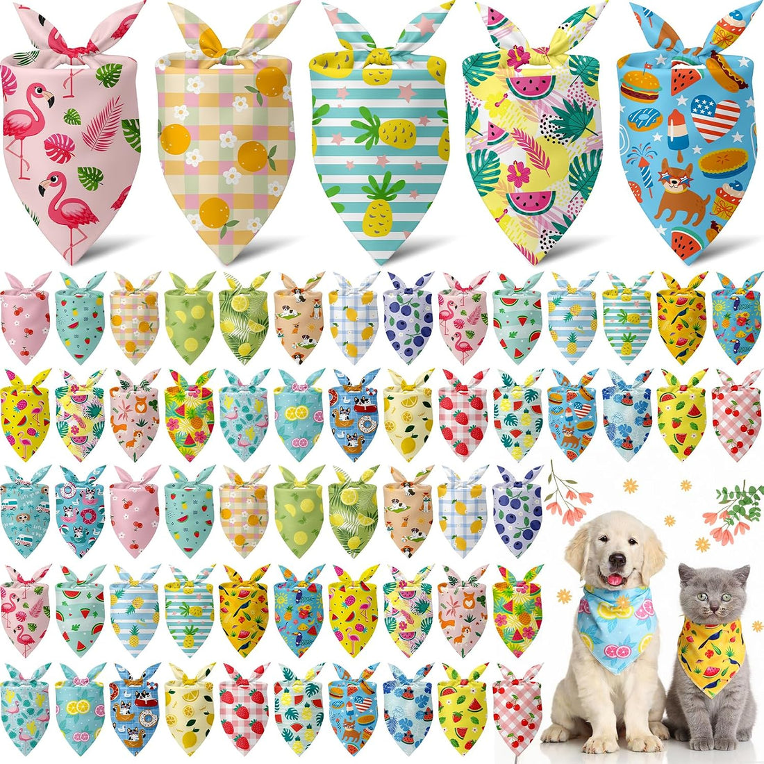Sanwuta 60 Pcs Halloween Dog Bandanas Bulk Pet Bibs Scarf
