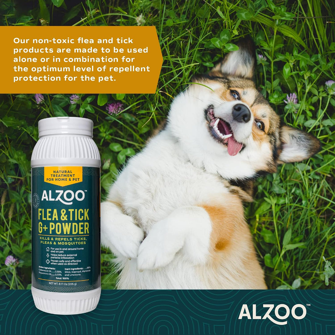 ALZOO Flea & Tick Cat Collar and Flea & Tick G+ Powder