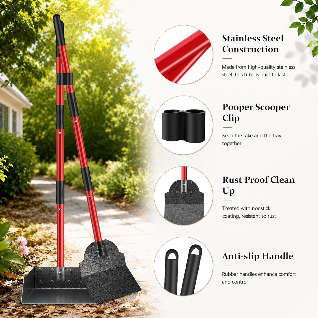 Pooper Scooper, Metal Poop Scooper for Small Medium Large Dog