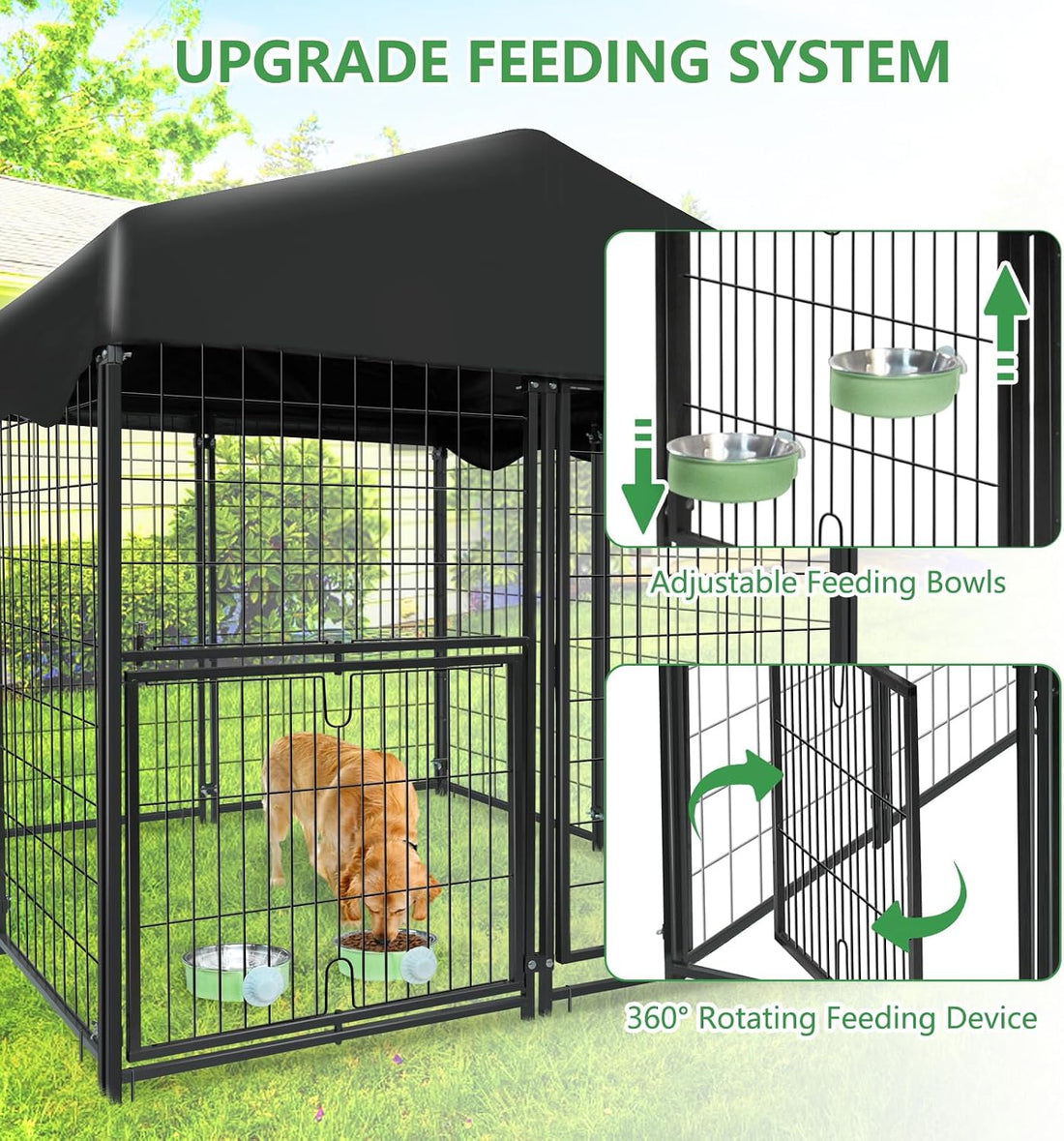 Dog Kennel Outdoor 4x4.2x4.5ft, Outside Dog Kennel with Roof