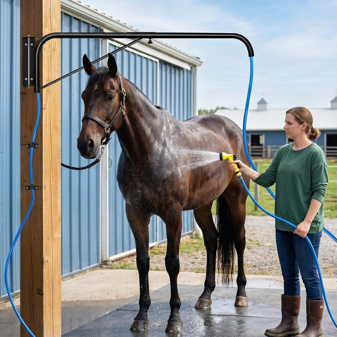 Adjustable Hose Spray Boom, Prevents Hose Tangling & Horse Trampling