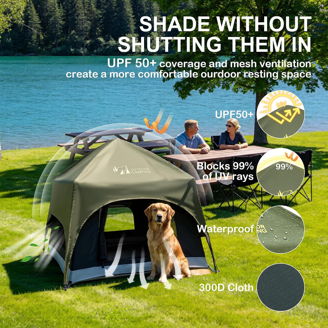 Pop-Up Dog Tent with Removable Floor for Camping and Outdoor Use