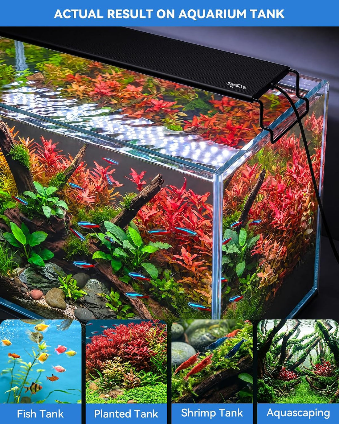 SEAOURA Aquarium Plant Light for 24-30in Fish Tank