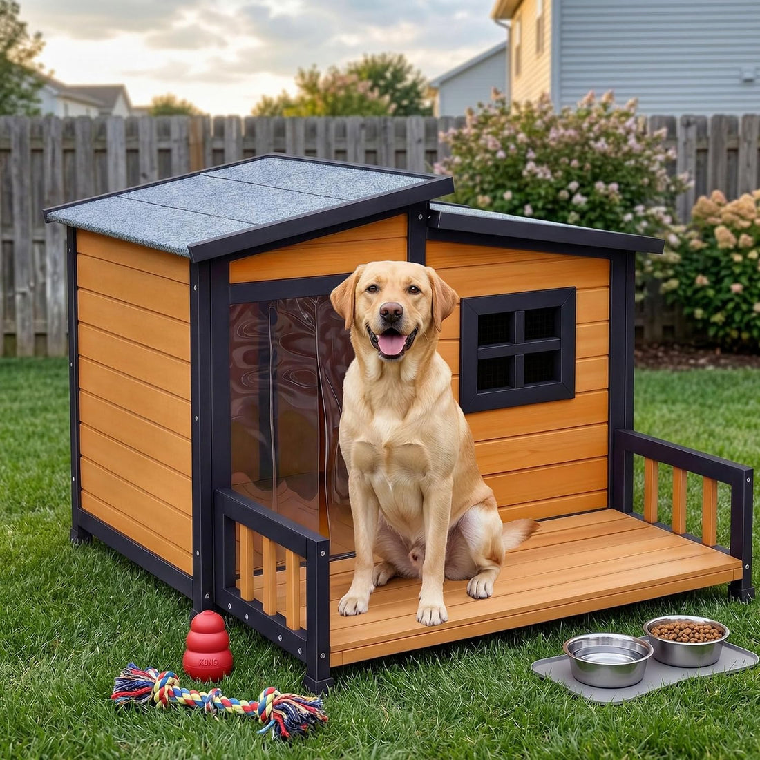 RUNSHED Insulated Outdoor Dog House for Small and Medium-Sized Dogs