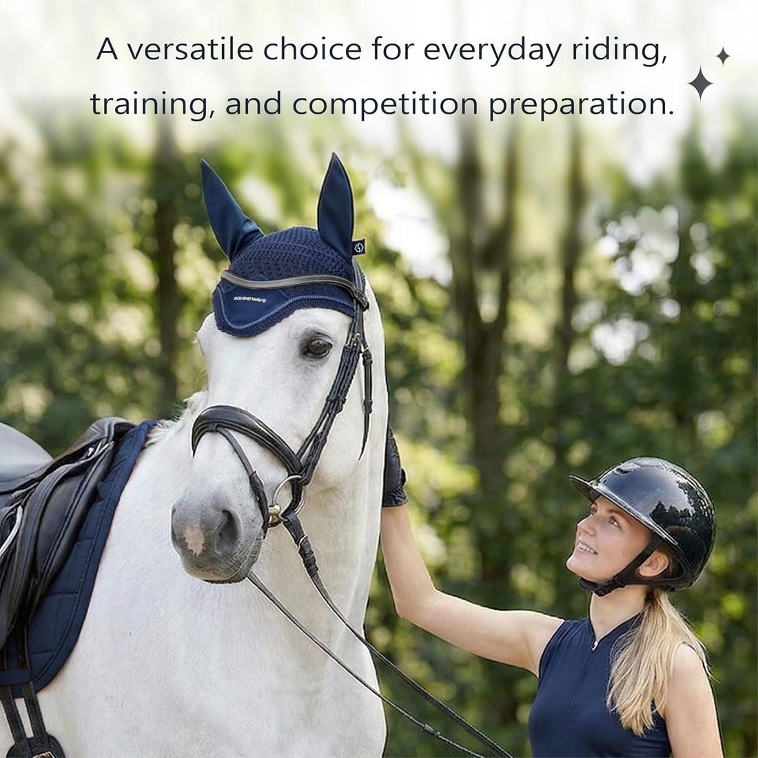 EQUINEWAVE Horse Fly Bonnet, Breathable Crochet Ear Bonnet