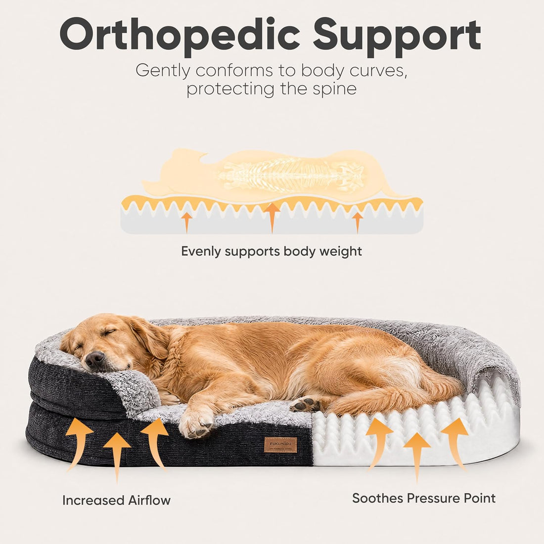 FUKUMARU X-Large Thickened Dog Couch Bed, Orthopedic