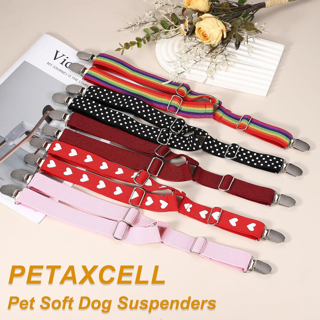 Pet Diapers Keeper Suspender, M, Black, 2 Pcs