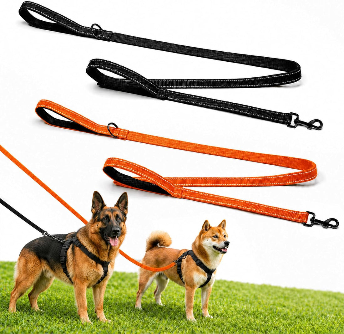 2 Pack Dog Leash, 6 FT Heavy Duty Dual Handle Reflective Leash