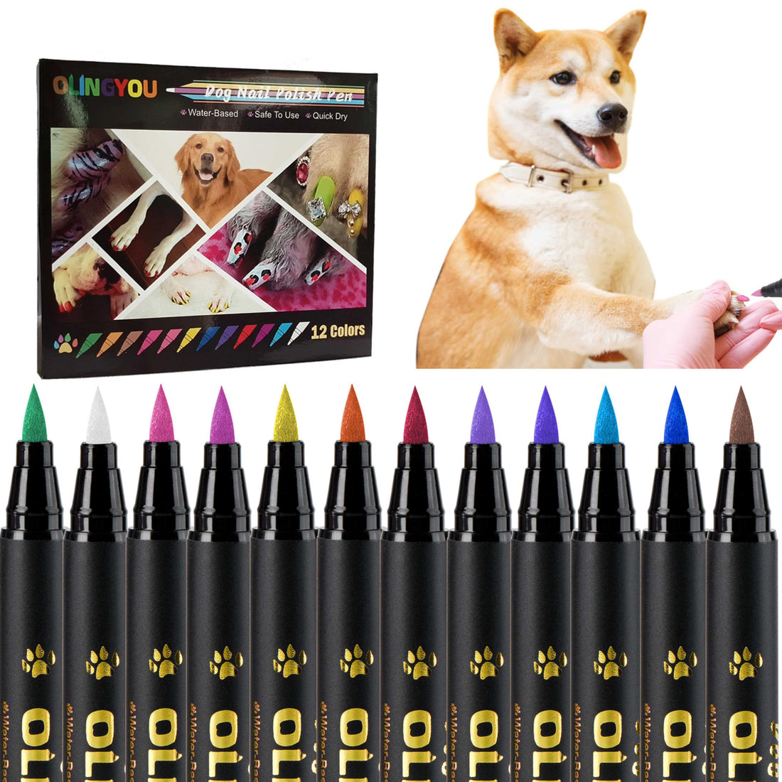OLINGYOU Dog Nail Polish Pen Set, Quick Dry