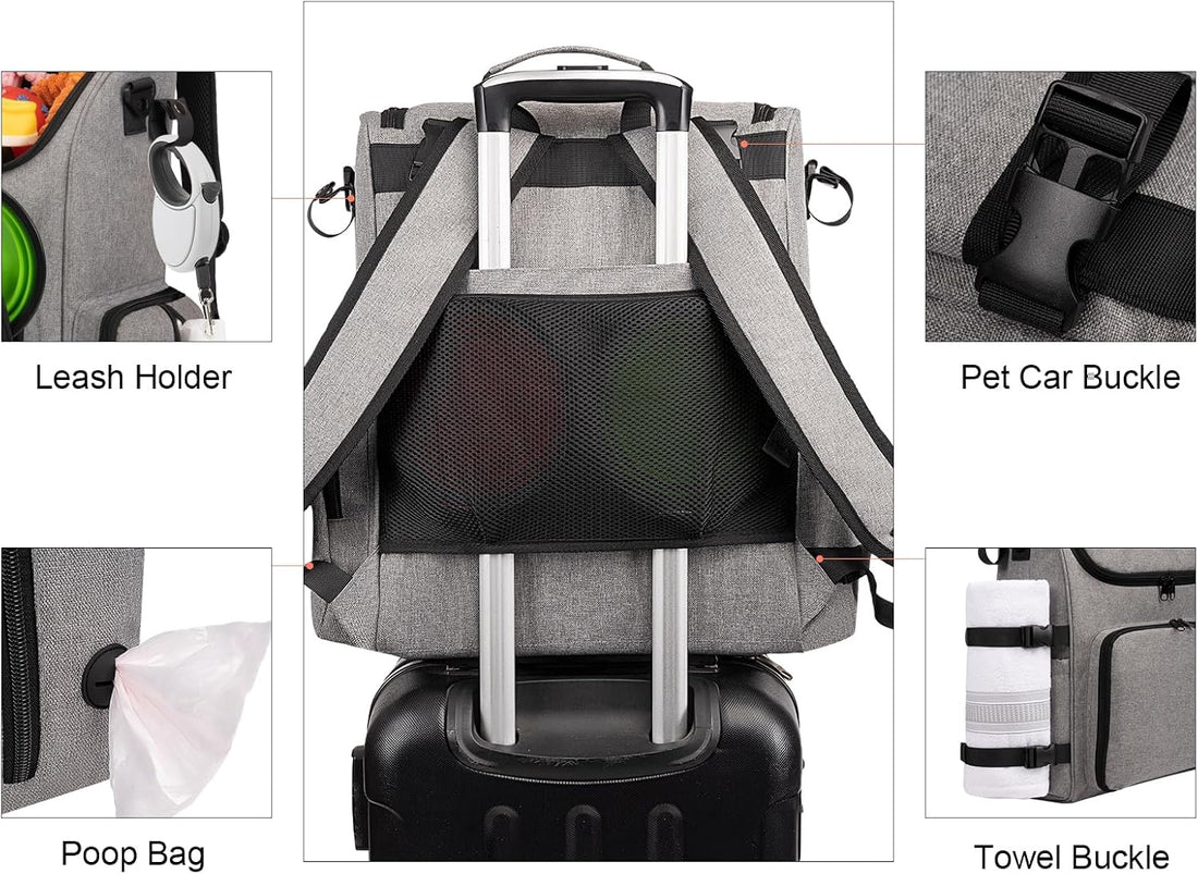 Modoker Multi-Compartment Dog Travel Backpack for Pet Supplies