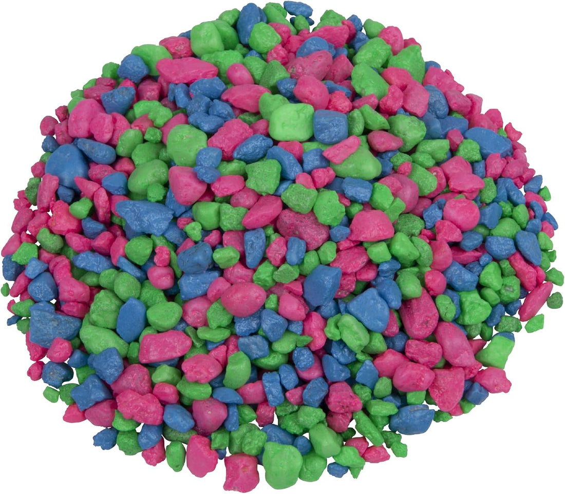 GloFish Aquarium Gravel, Pink, Green & Blue Mix, 5 lbs