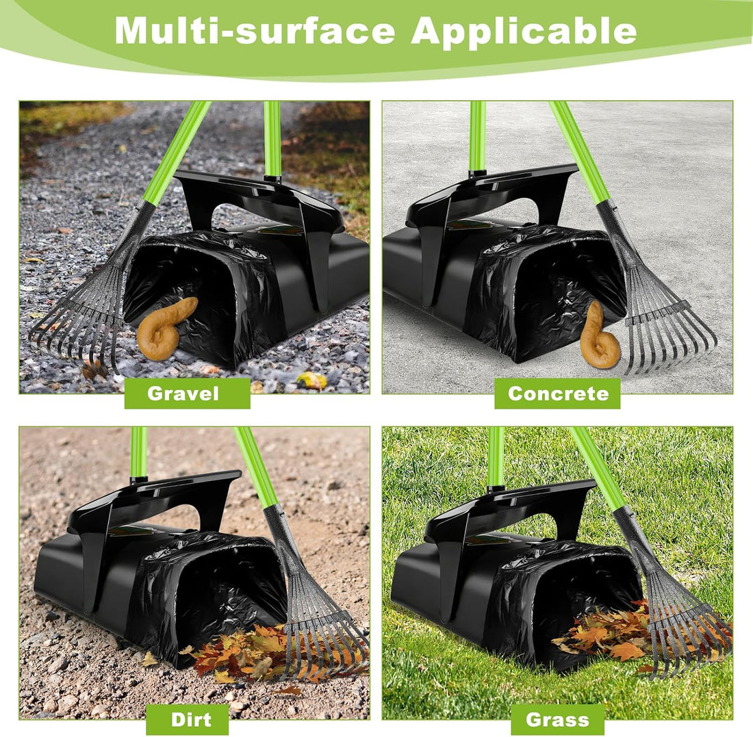 Pooper Scooper Swivel Bin & Rake with 50 Waste Bags